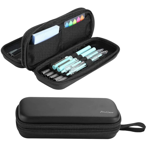 Portable Pencil Pouch Stationery Holder Storage Organizer with Double Zipper for School Students and Office Clerks ProCase Big Capacity Pencil Case Black PC-08361419 